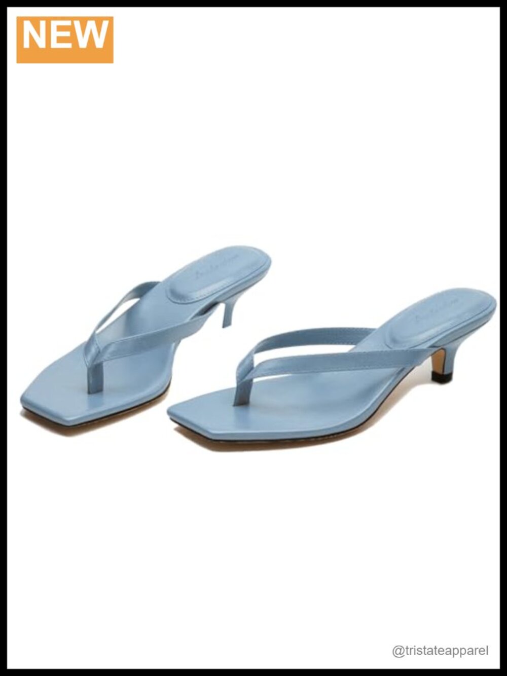 Kitten Heel Thong Sandals Matte T-Strap Square Toe 1 Inch Slip On